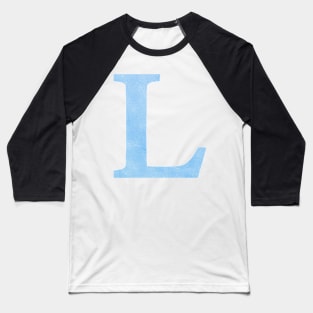 The Letter L Blue Metallic Design Baseball T-Shirt